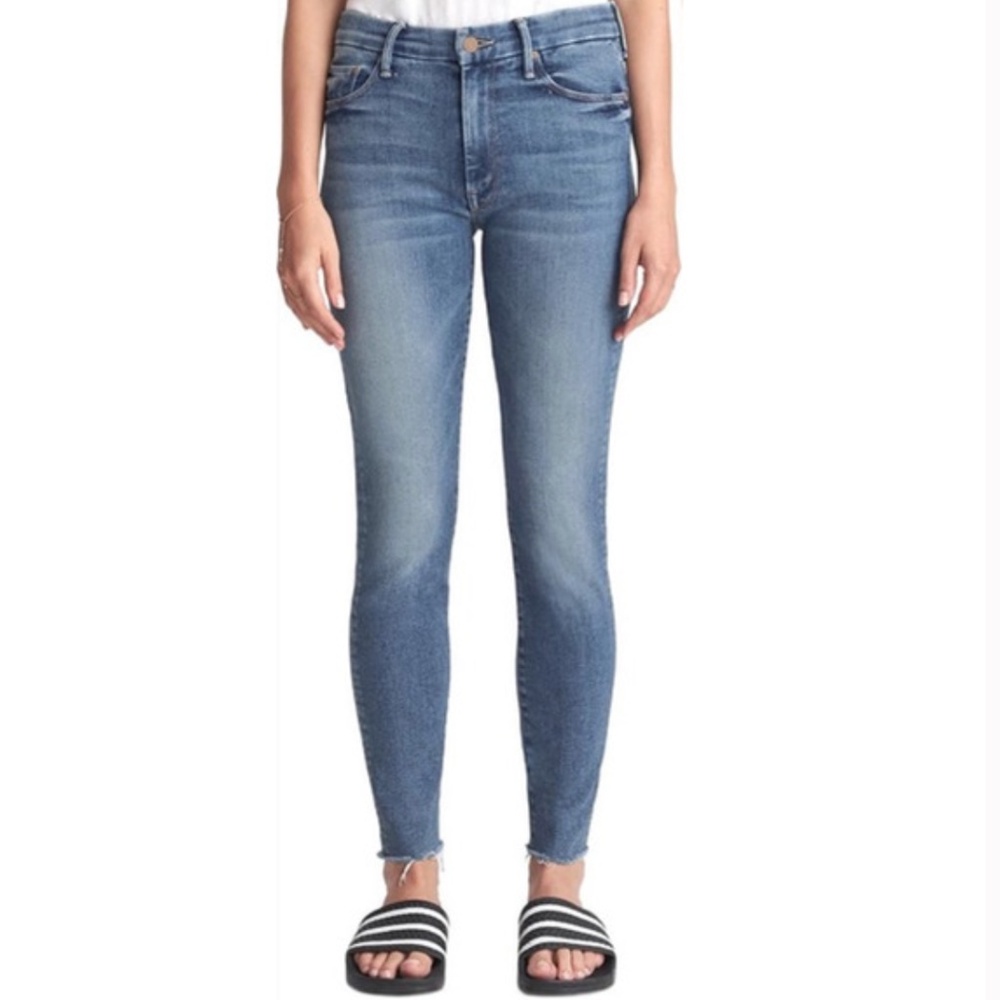 MOTHER High Waisted Looker Ankle Fray Hop On Hop Off 27